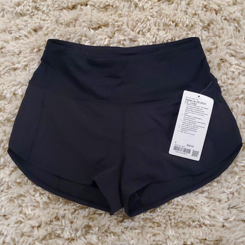 Lululemon Speed Up HR Short 2.5" Size 4 Lined New with tags NWT